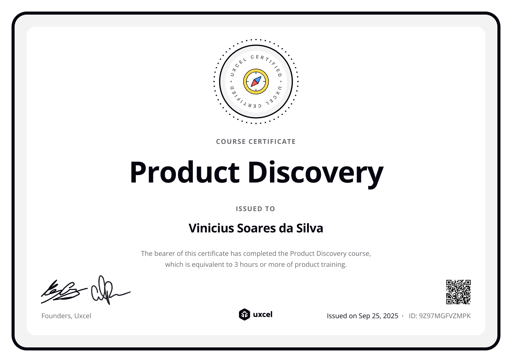 Vinicius Soares's certificate